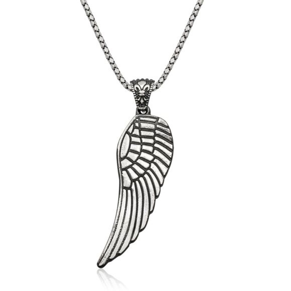 925 Sterling Silver Angel's Wing men’s necklace$HP - Picture 7 of 7
